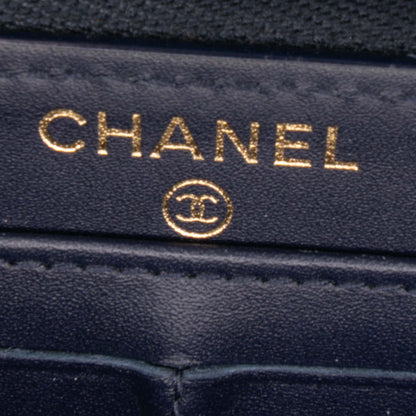 Chanel CC Quilted Caviar Zip Around Long Wallet