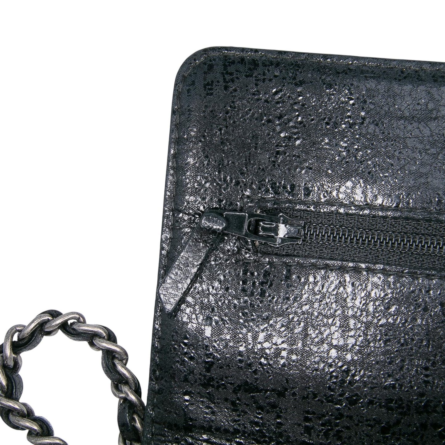 Chanel CC Quilted Crinkled Calfskin Wallet On Chain