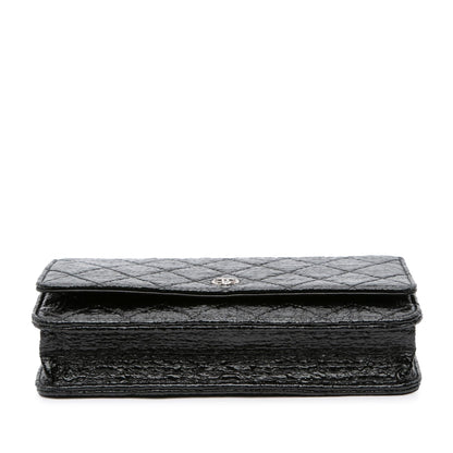 Chanel CC Quilted Crinkled Patent Wallet On Chain