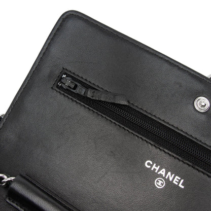 Chanel CC Quilted Crinkled Patent Wallet On Chain