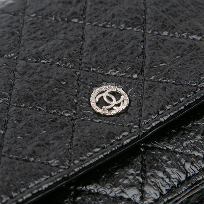 Chanel CC Quilted Crinkled Patent Wallet On Chain