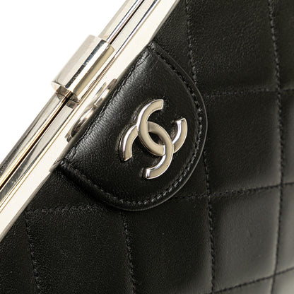 Chanel CC Quilted Lambskin Kiss Lock Frame Top Handle Bag
