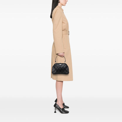 Chanel CC Quilted Lambskin Kiss Lock Frame Top Handle Bag
