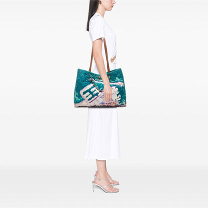 Chanel CC Quilted Nylon Graffiti Watercolour Shopping Tote