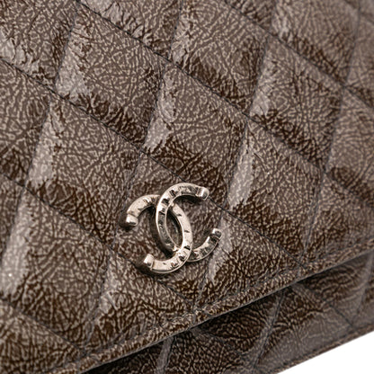 Chanel CC Quilted Shiny Crumpled Calfskin Wallet on Chain