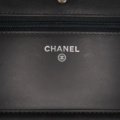 Chanel CC Quilted Shiny Crumpled Calfskin Wallet on Chain