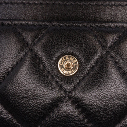 Chanel CC Quilted Shiny Lambskin Ribbon Long Clutch on Chain