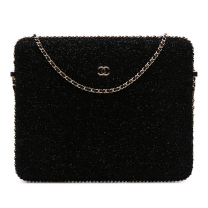 Chanel CC Tweed Chain Around Tablet Holder Crossbody