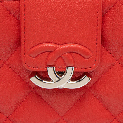 Chanel Calfskin CC Box Double Zip Clutch with Chain
