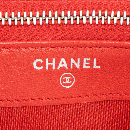Chanel Calfskin CC Box Double Zip Clutch with Chain