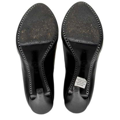 Chanel Calfskin CC Metallic Cap Toe Platform Pumps - Size 8 / 38 (SHF-v5Mlv1)