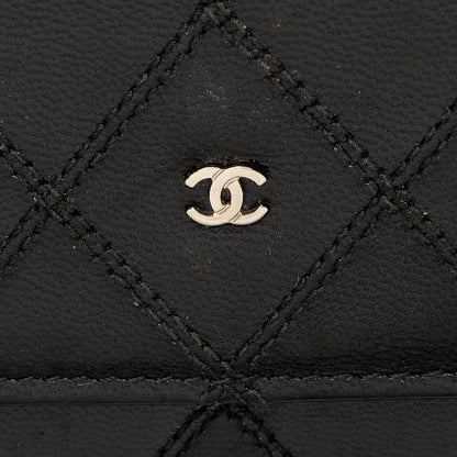 Chanel Calfskin Diamond Wild Stitch French Purse Wallet (SHF-snVzTa)