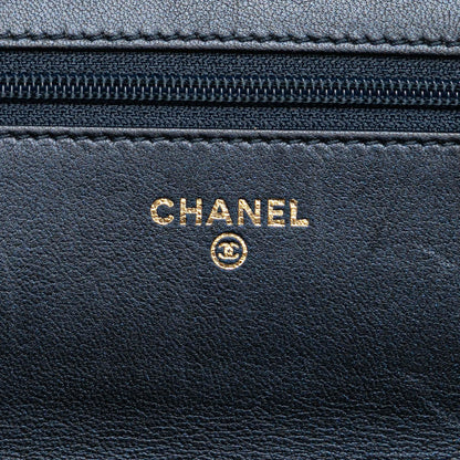 Chanel Calfskin Double Stitch Boy Wallet On Chain