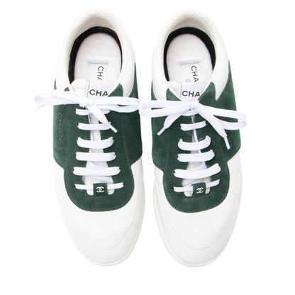 Chanel Calfskin Suede Logo Sneakers - Size 9.5 / 39.5