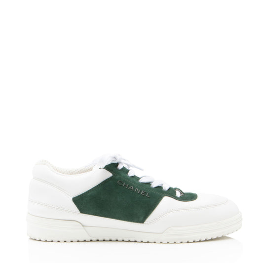 Chanel Calfskin Suede Logo Sneakers - Size 9.5 / 39.5