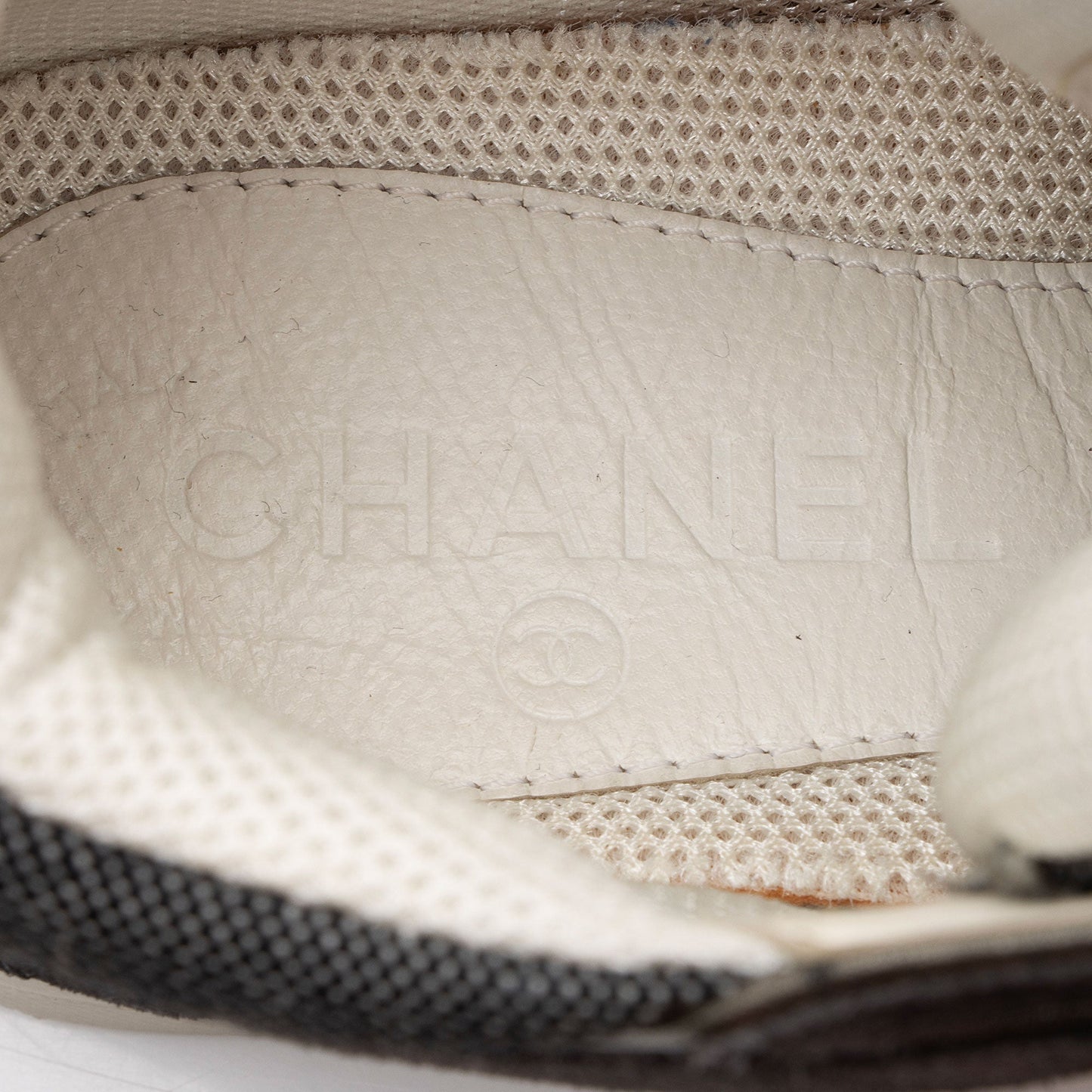 Chanel Canvas Leather CC High Top Sneakers - Size 7 / 37