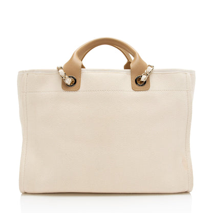 Chanel Canvas Pearl Deauville Medium Tote (SHF-Hmgrlc)