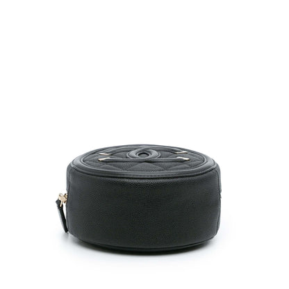 Chanel Caviar CC Filigree Round Clutch with Chain