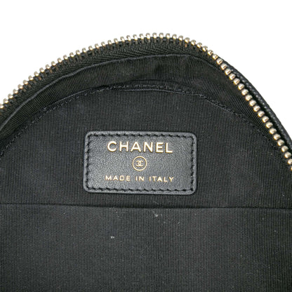 Chanel Caviar CC Filigree Round Clutch with Chain