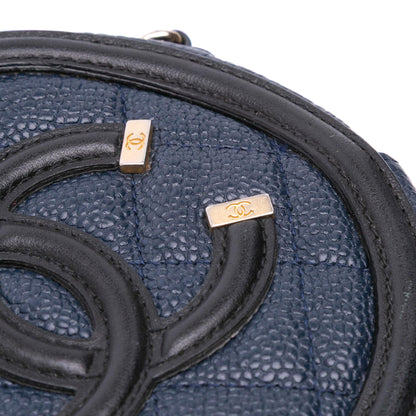 Chanel Caviar CC Filigree Round Crossbody Bag
