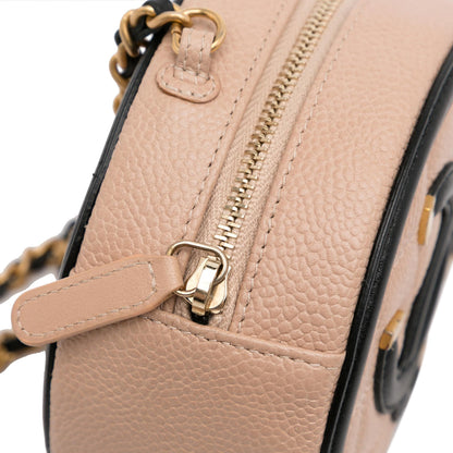 Chanel Caviar CC Filigree Round Crossbody (SHG-gqaR43)