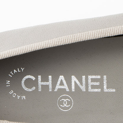 Chanel Caviar Leather CC Cap Toe Ballet Flats - Size 10 / 40