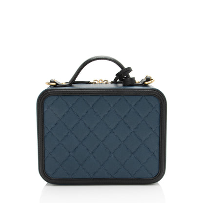 Chanel Caviar Leather CC Filigree Medium Vanity Case