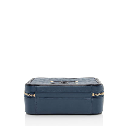 Chanel Caviar Leather CC Filigree Medium Vanity Case