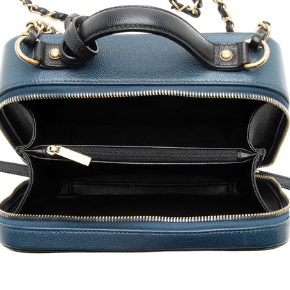Chanel Caviar Leather CC Filigree Medium Vanity Case