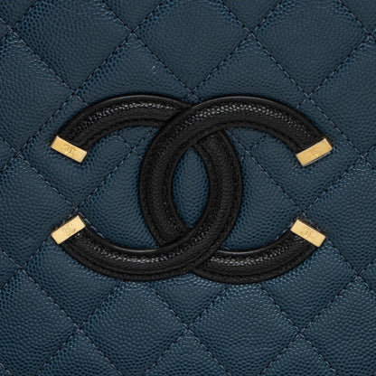 Chanel Caviar Leather CC Filigree Medium Vanity Case