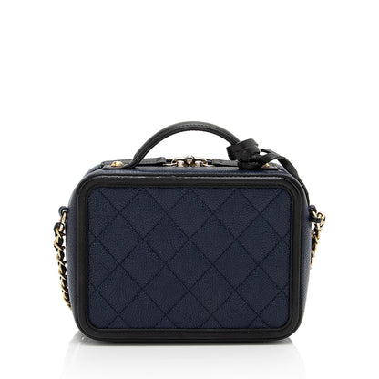 Chanel Caviar Leather CC Filigree Small Vanity Case (SHF-v02lq3)