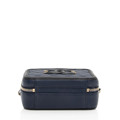 Chanel Caviar Leather CC Filigree Small Vanity Case (SHF-v02lq3)