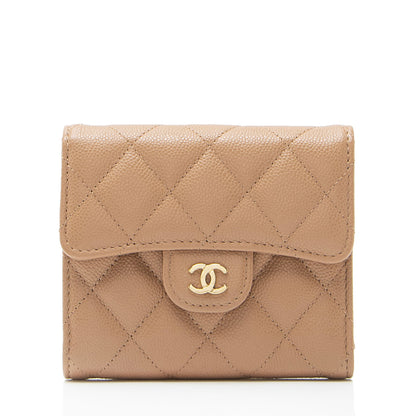 Chanel Caviar Leather CC Flap Compact Wallet