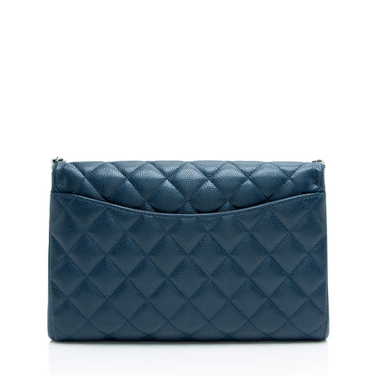 Chanel Caviar Leather Chain Flap Clutch