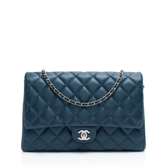Chanel Caviar Leather Chain Flap Clutch