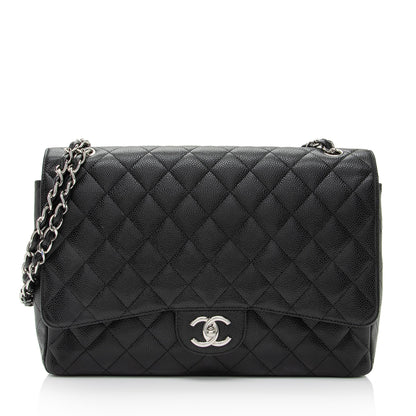 Chanel Caviar Leather Classic Maxi Double Flap Bag (SHF-lwkRiB)