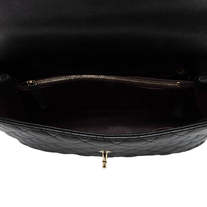 Chanel Caviar Leather Coco Top Handle Medium Flap Bag (SHF-xxvlCu)