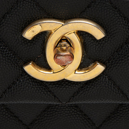 Chanel Caviar Leather Coco Top Handle Medium Flap Bag