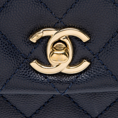 Chanel Caviar Leather Coco Top Handle Mini Flap Bag
