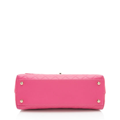 Chanel Caviar Leather Coco Top Handle Small Flap Bag