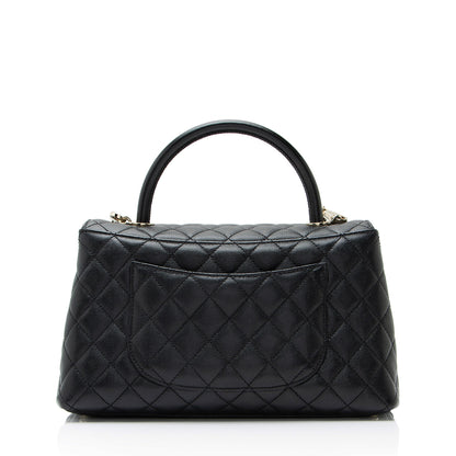 Chanel Caviar Leather Coco Top Handle Small Flap Bag