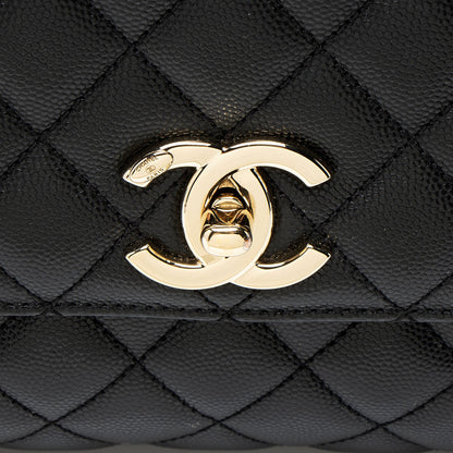 Chanel Caviar Leather Coco Top Handle Small Flap Bag
