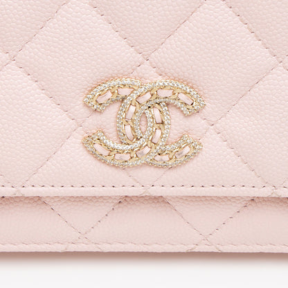 Chanel Caviar Leather Crystal CC Wallet on Chain