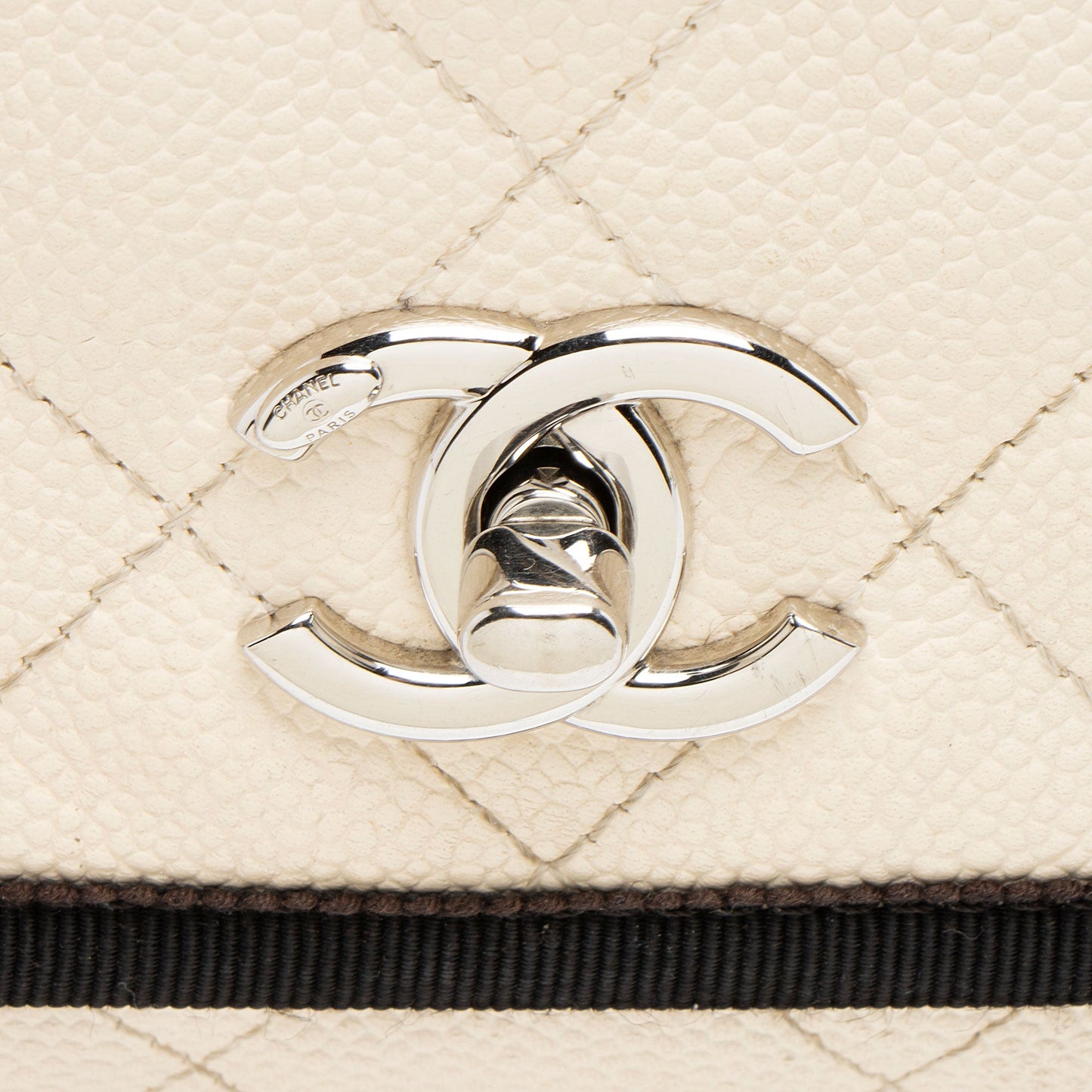 Chanel Caviar Leather Grosgrain CC Top Handle