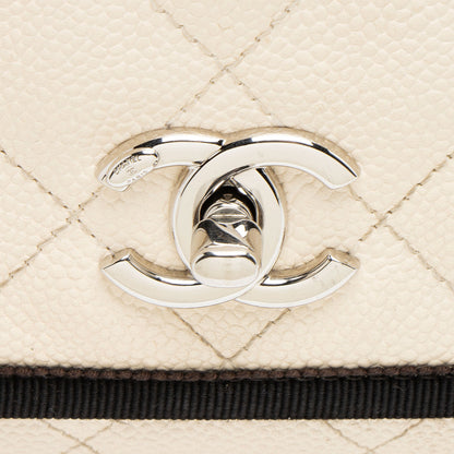 Chanel Caviar Leather Grosgrain CC Top Handle