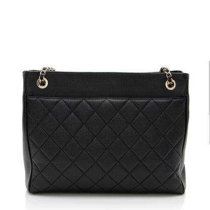 Chanel Caviar Leather In Out Flap Shopping Tote