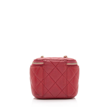 Chanel Caviar Leather Mini Vanity Case with Chain (SHF-hUSnvn)