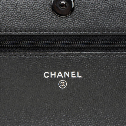 Chanel Caviar Leather So Black Boy Wallet on Chain