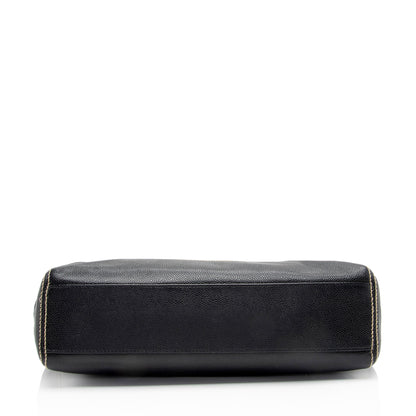 Chanel Caviar Leather Stitched CC Flap Satchel (SHF-ewpcah)