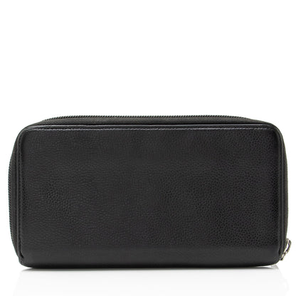Chanel Caviar Leather Timeless Zip Around Wallet